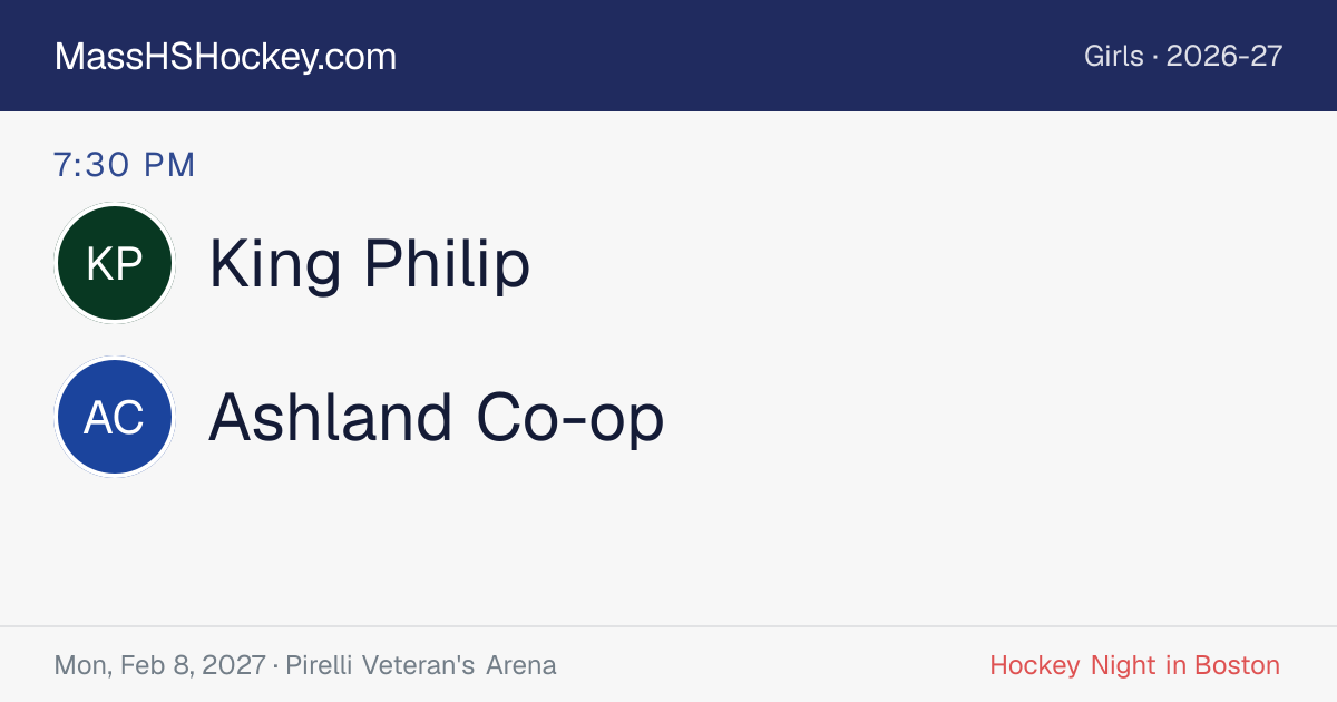 King Philip at Ashland Co-op score card