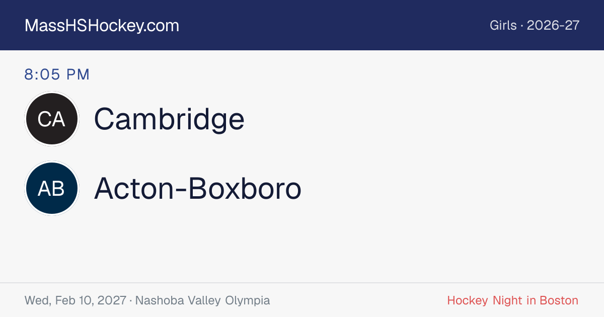 Cambridge at Acton-Boxboro score card