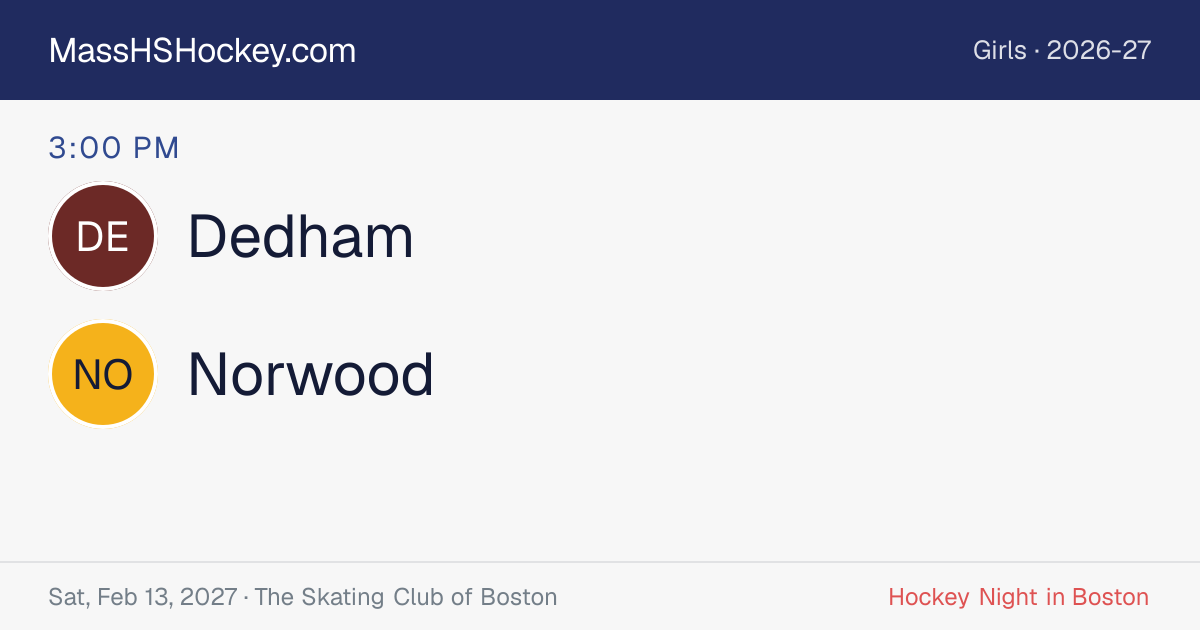 Dedham at Norwood score card