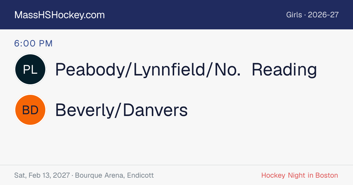 Peabody/Lynnfield/No. Reading at Beverly/Danvers score card