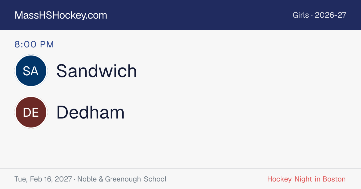 Sandwich at Dedham score card