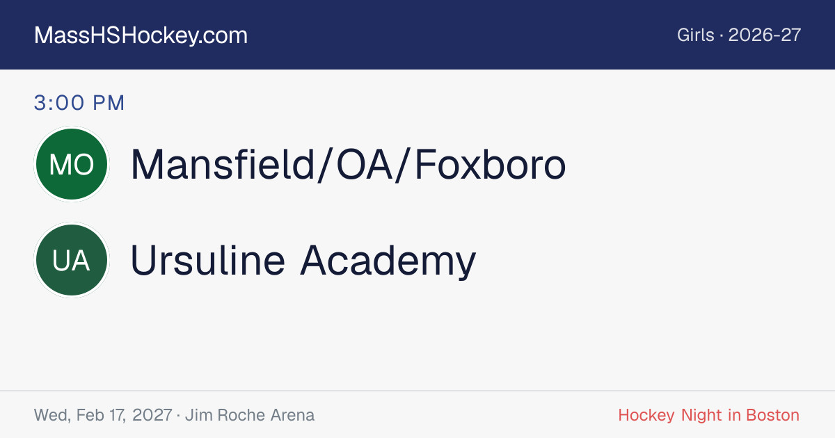 Mansfield/OA/Foxboro at Ursuline Academy score card