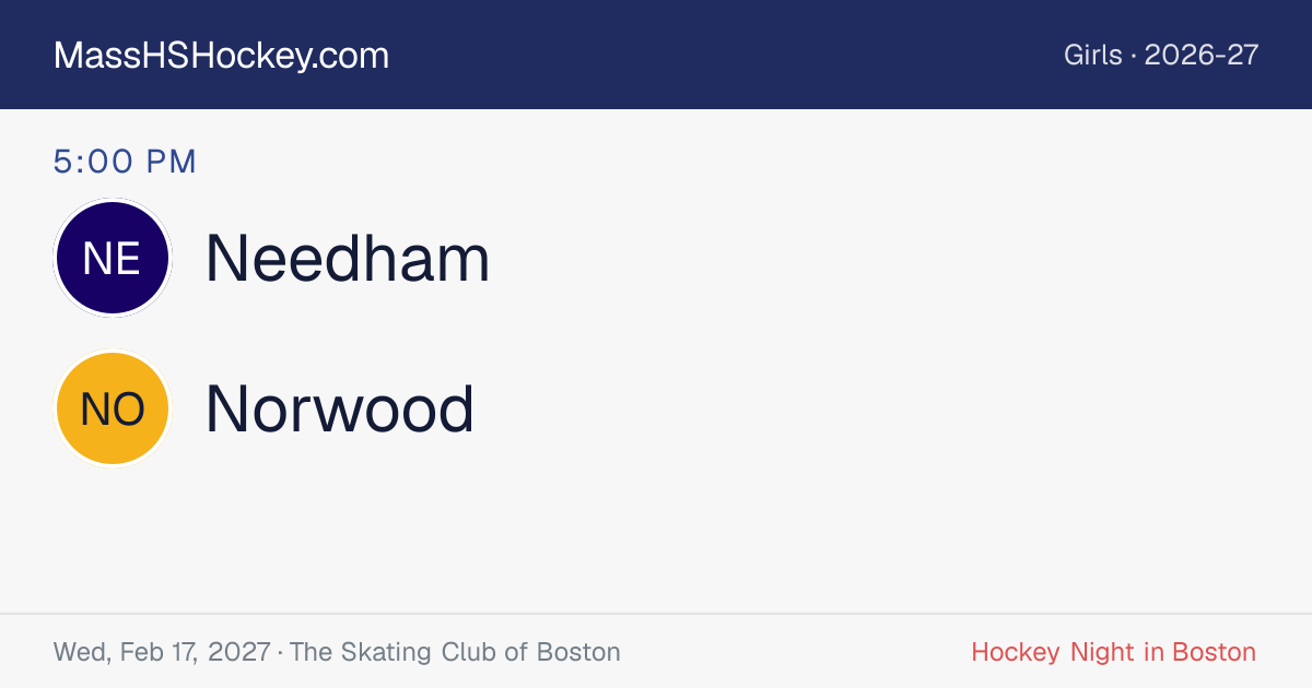 Needham at Norwood score card