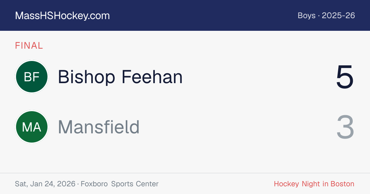 Bishop Feehan at Mansfield score card