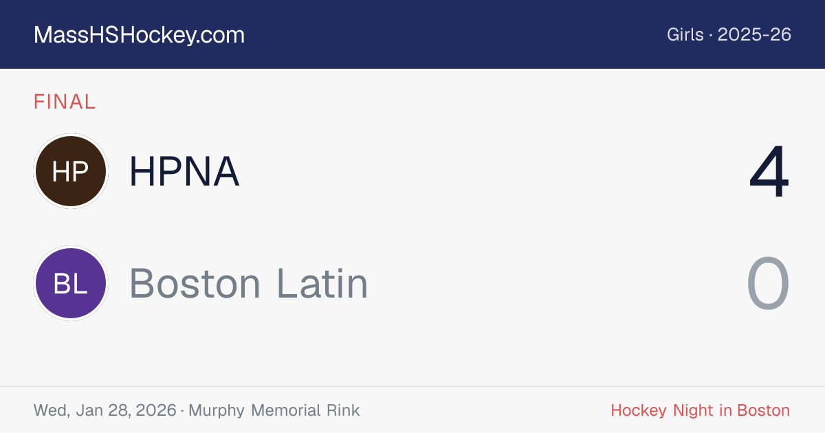 HPNA at Boston Latin score card