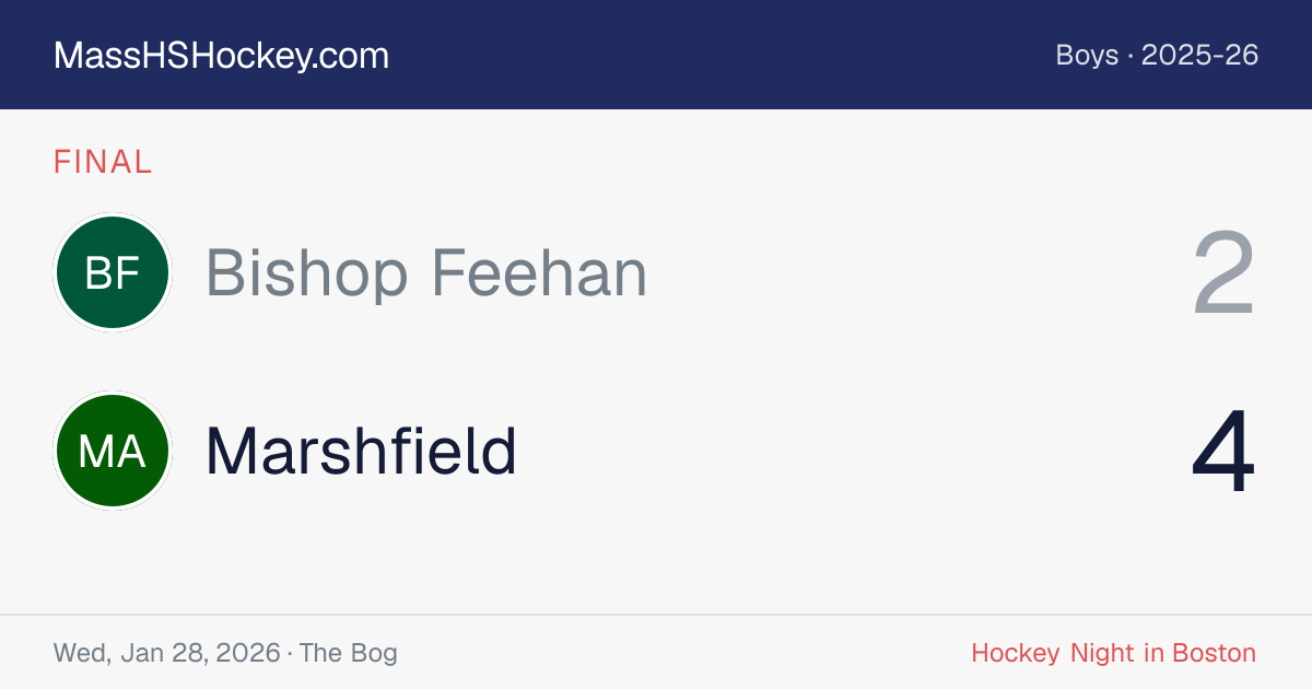 Bishop Feehan at Marshfield score card