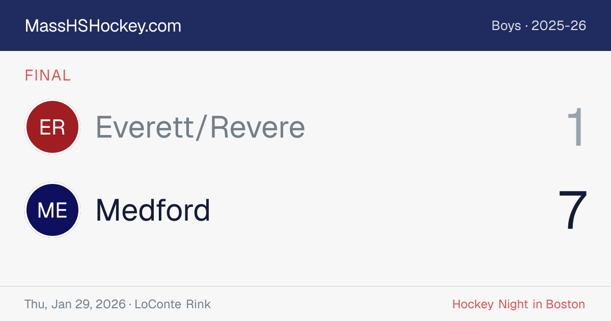 Everett/Revere at Medford score card