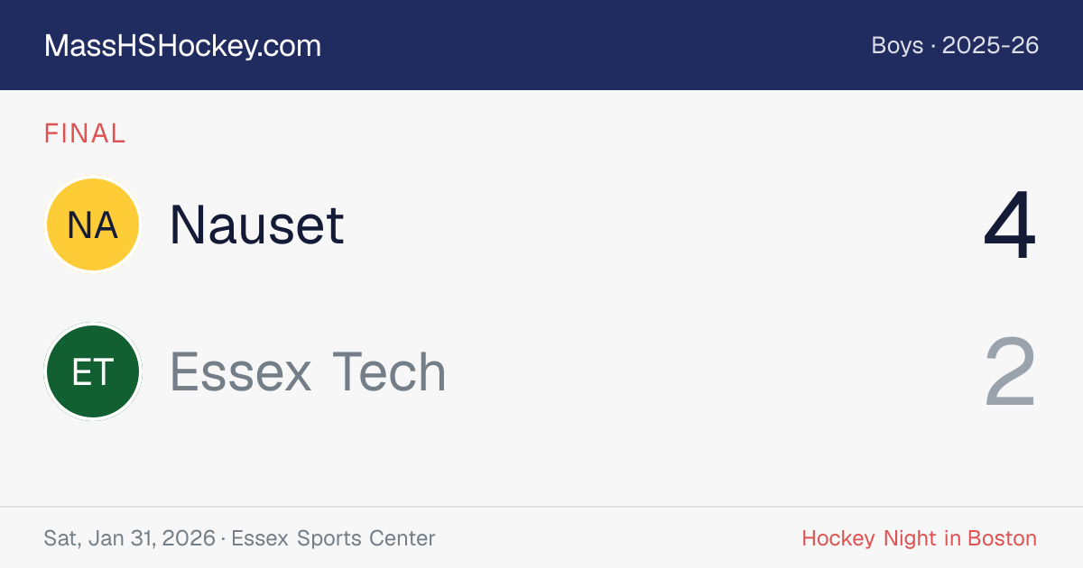 Nauset at Essex Tech score card