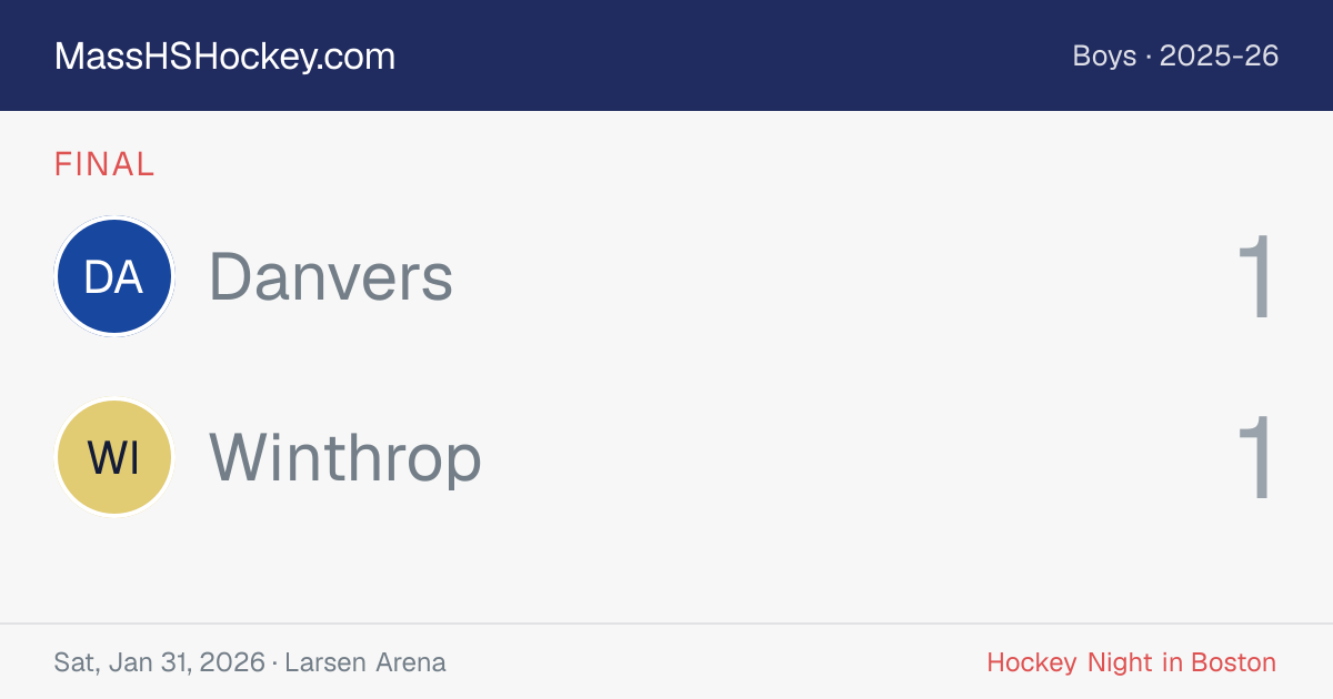 Danvers at Winthrop score card
