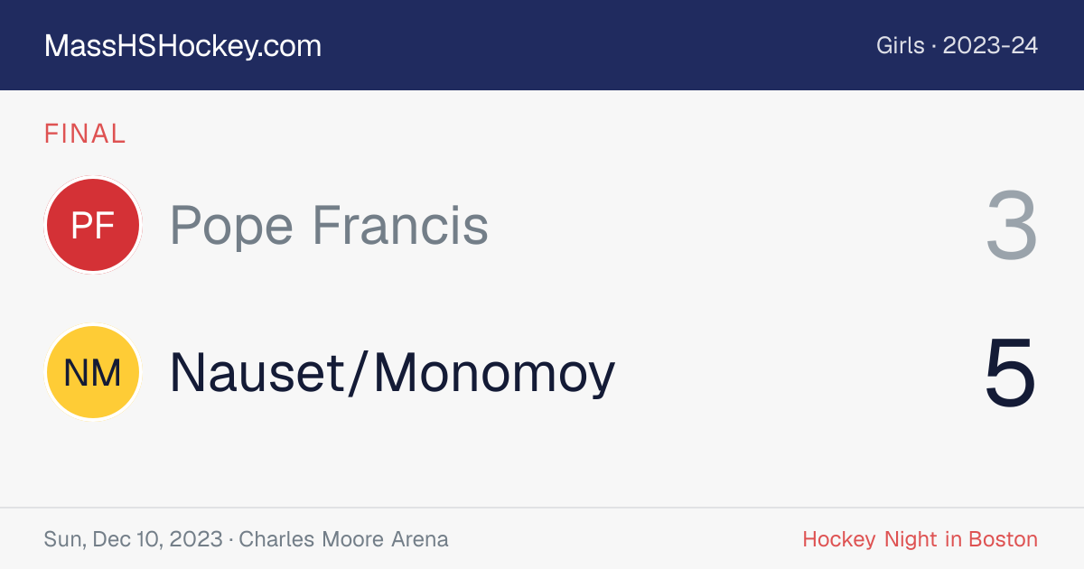 Pope Francis at Nauset/Monomoy score card