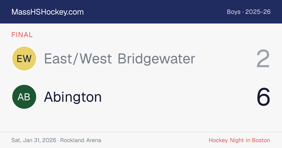 East/West Bridgewater at Abington score card