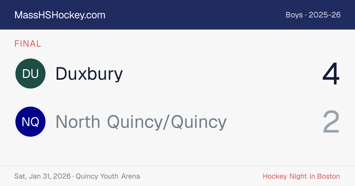Duxbury at North Quincy/Quincy score card