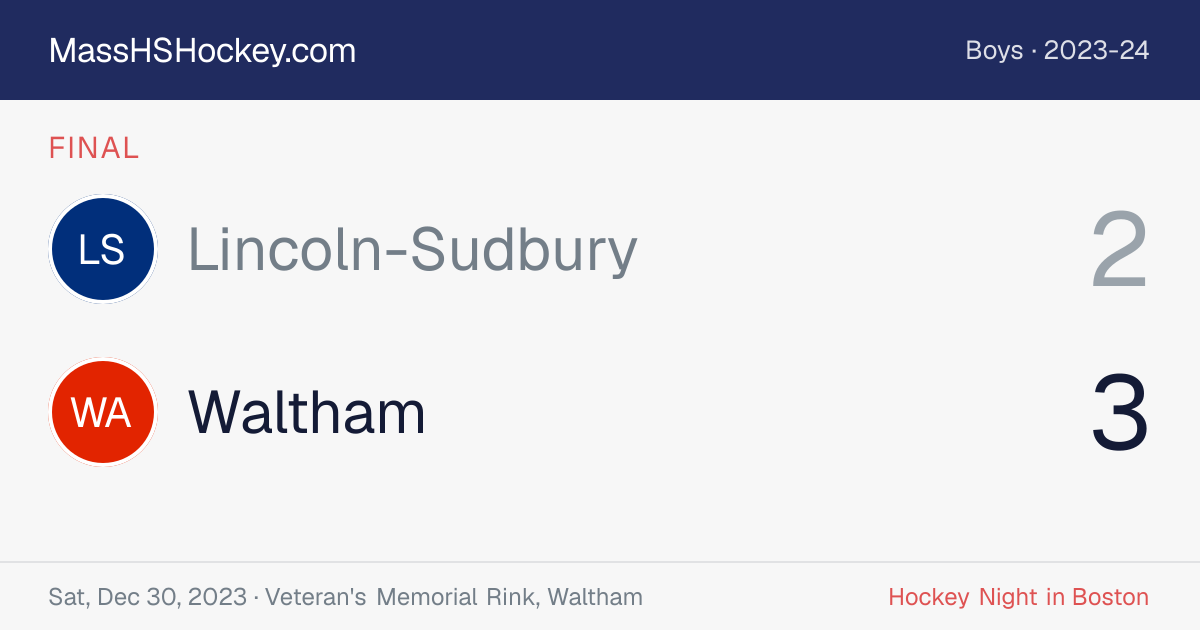 Lincoln-Sudbury at Waltham score card
