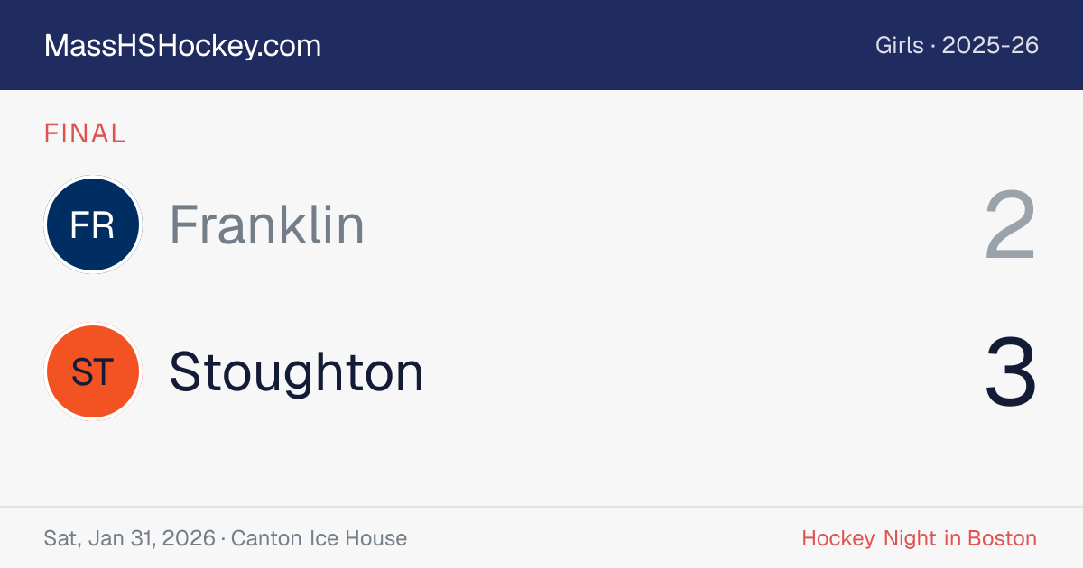 Franklin at Stoughton score card