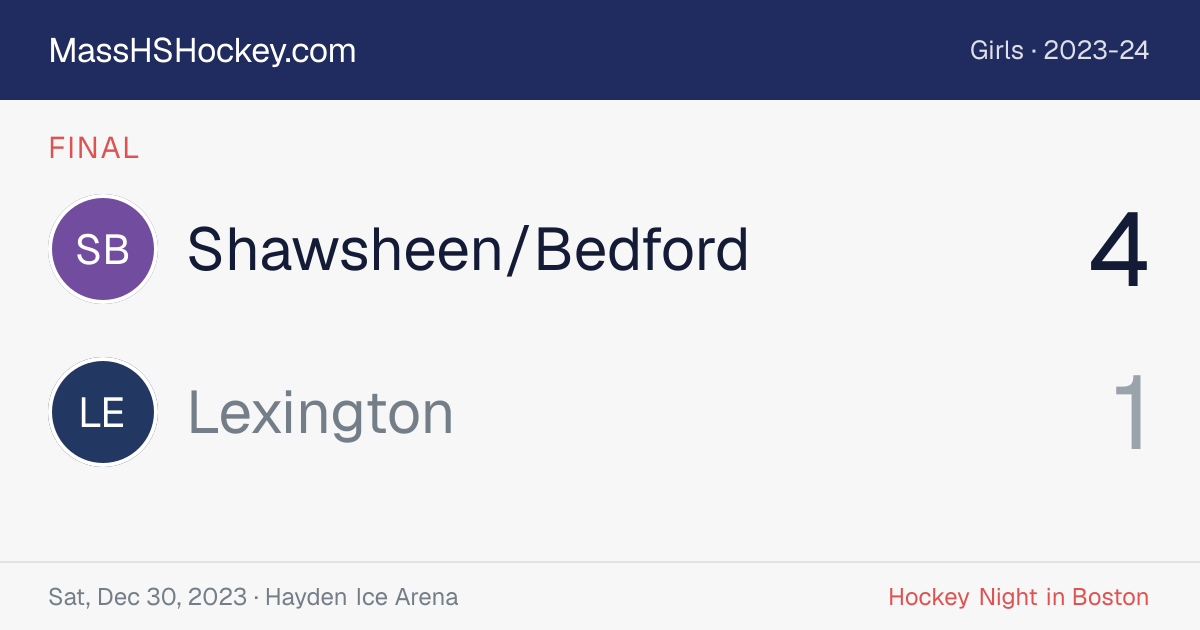 Shawsheen/Bedford at Lexington score card