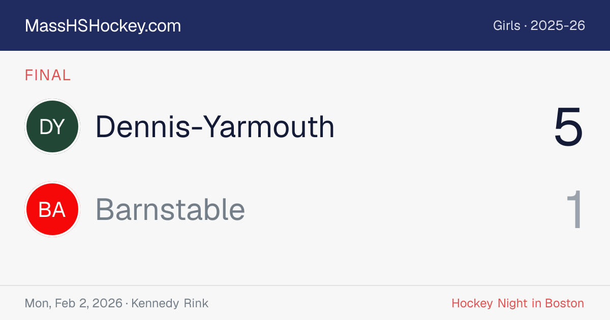Dennis-Yarmouth at Barnstable score card
