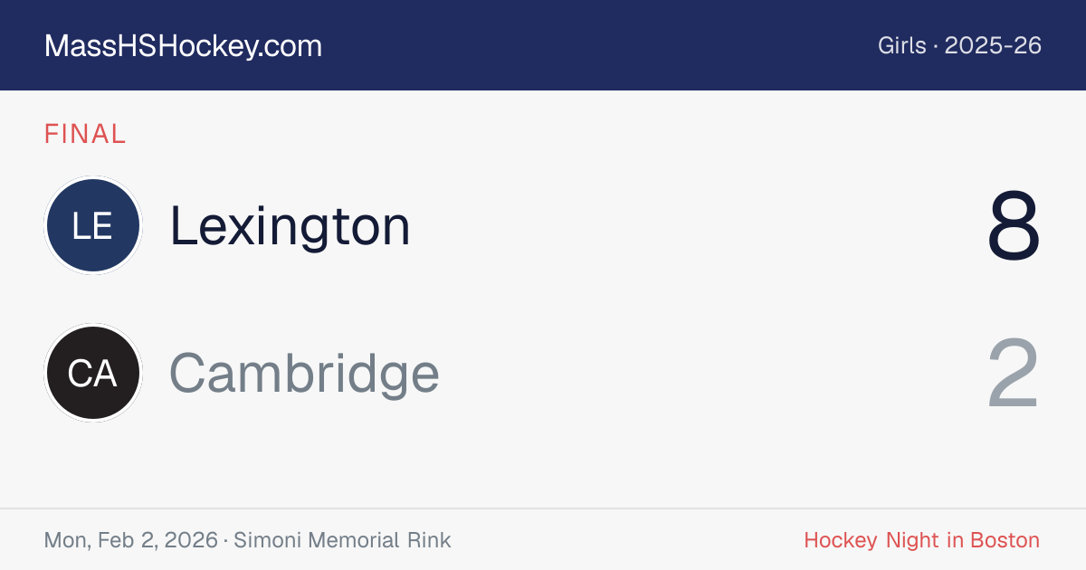 Lexington at Cambridge score card