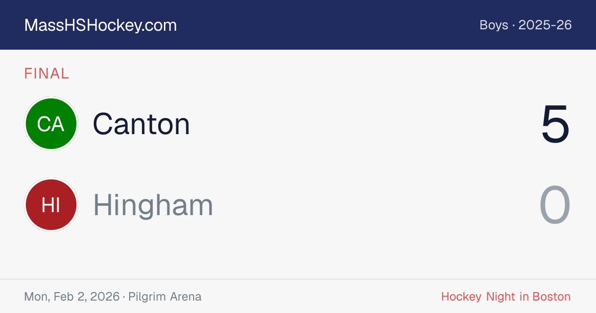 Canton at Hingham score card