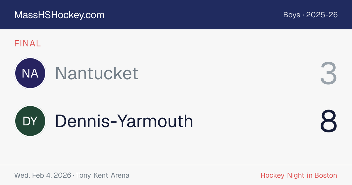 Nantucket at Dennis-Yarmouth score card