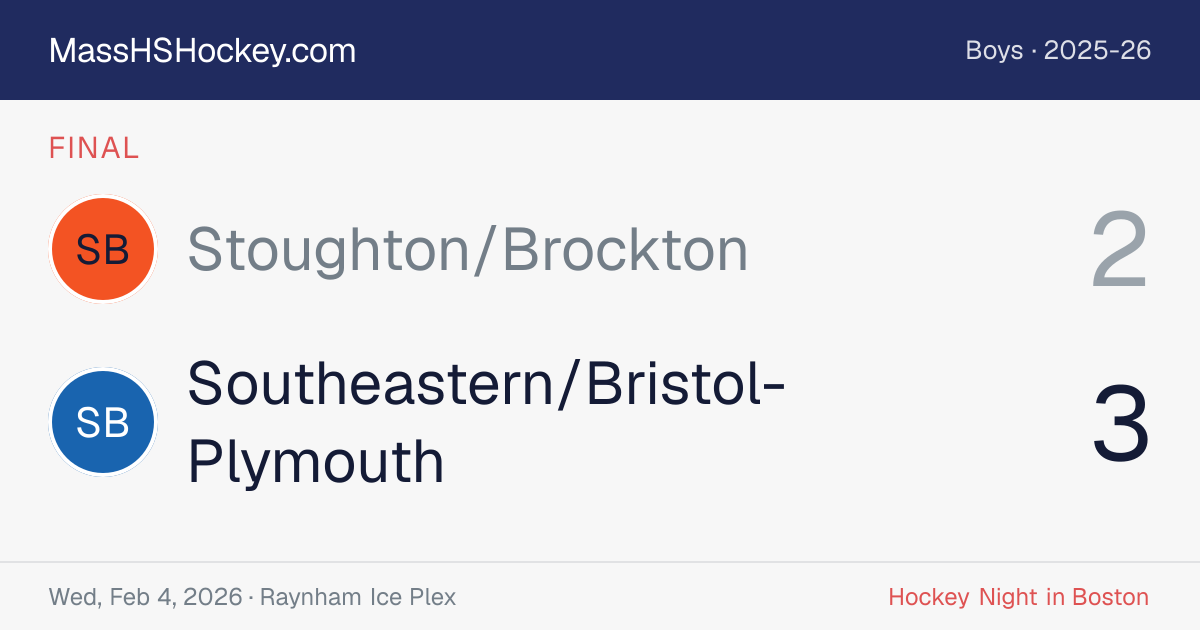 Stoughton/Brockton at Southeastern/Bristol-Plymouth score card