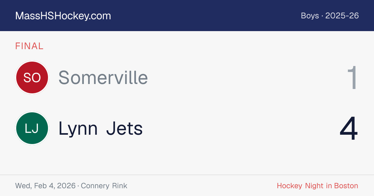 Somerville at Lynn Jets score card