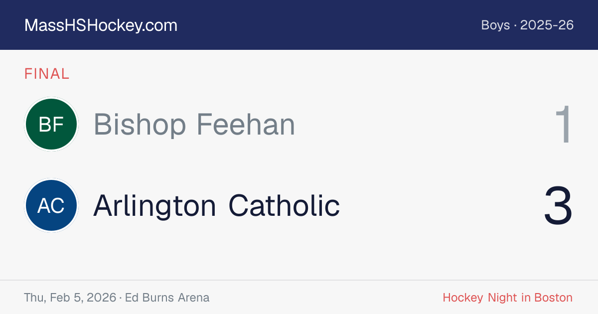 Bishop Feehan at Arlington Catholic score card