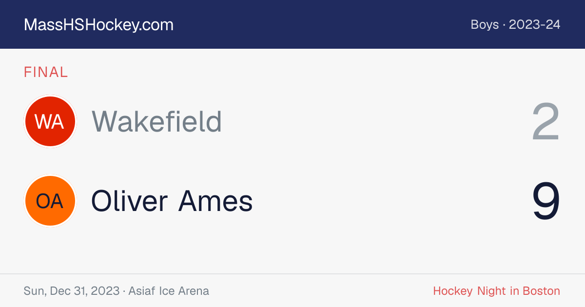 Wakefield at Oliver Ames score card