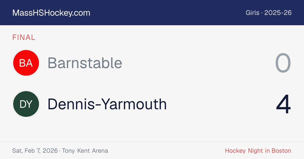 Barnstable at Dennis-Yarmouth score card