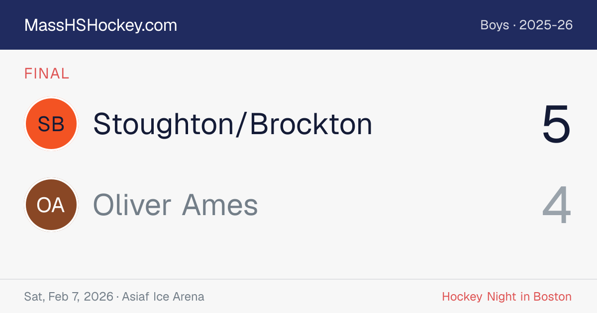 Stoughton/Brockton at Oliver Ames score card