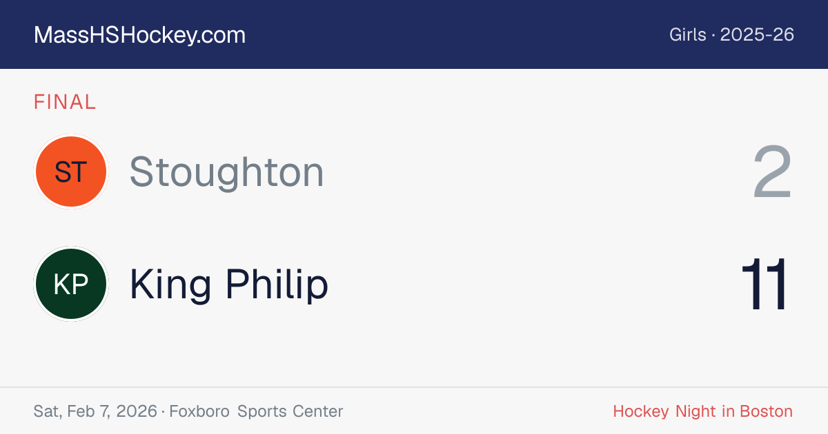 Stoughton at King Philip score card