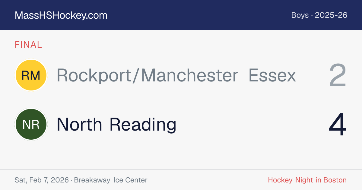 Rockport/Manchester Essex at North Reading score card