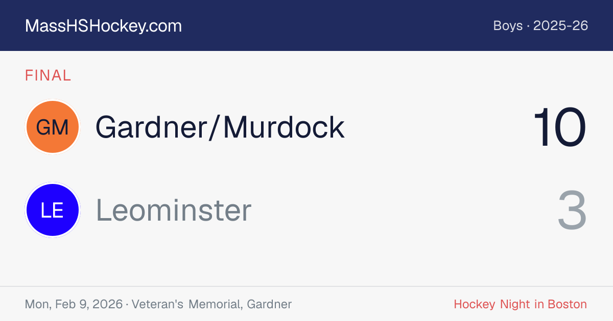 Gardner/Murdock at Leominster score card