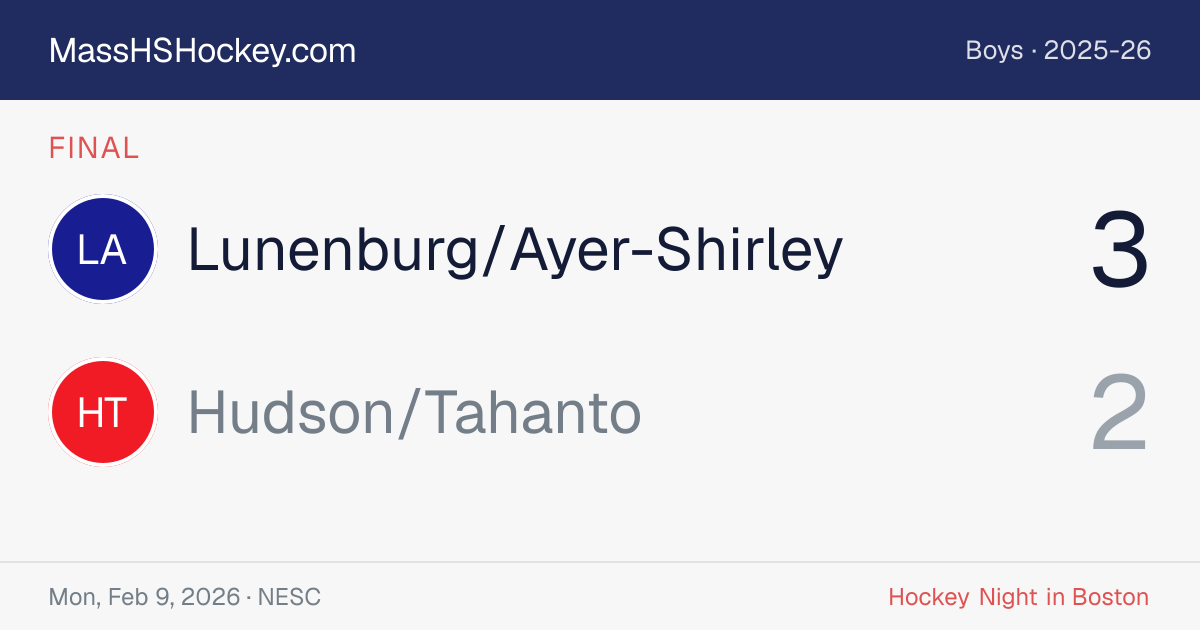 Lunenburg/Ayer-Shirley at Hudson/Tahanto score card