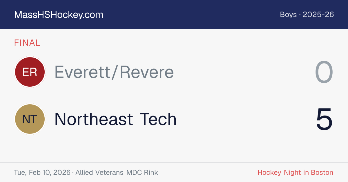 Everett/Revere at Northeast Tech score card