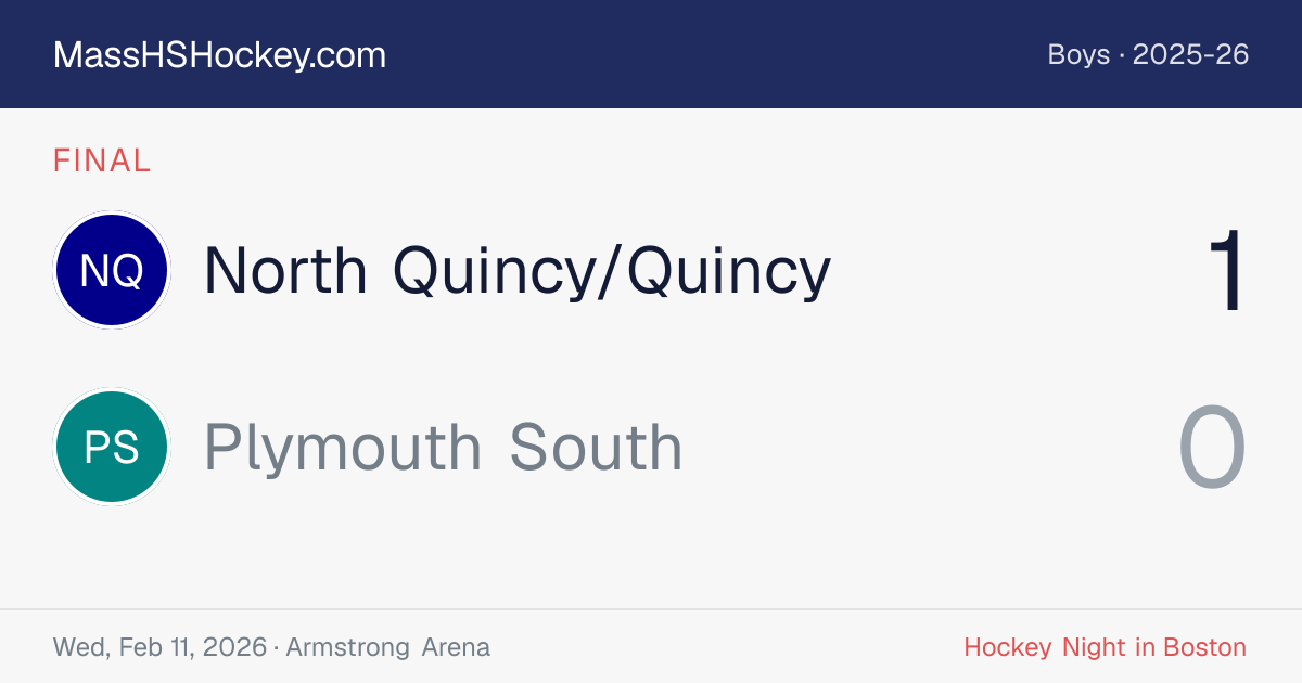 North Quincy/Quincy at Plymouth South score card