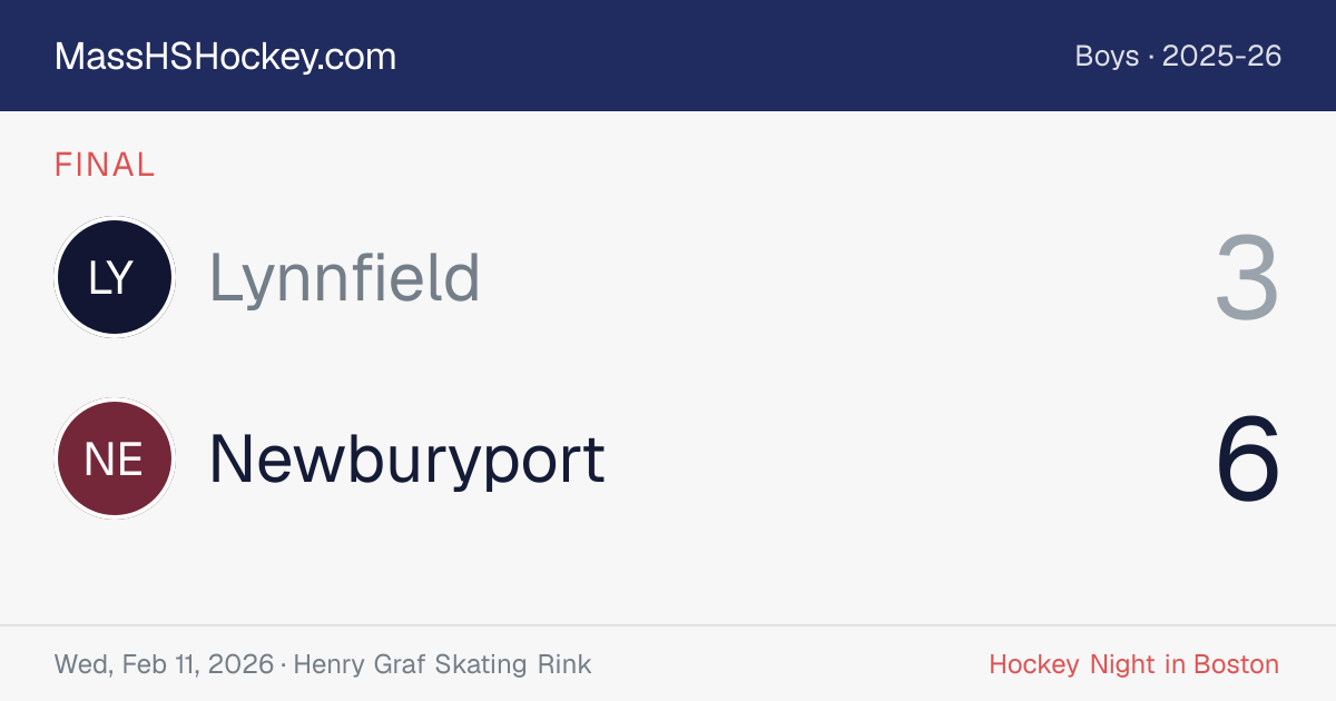 Lynnfield at Newburyport score card