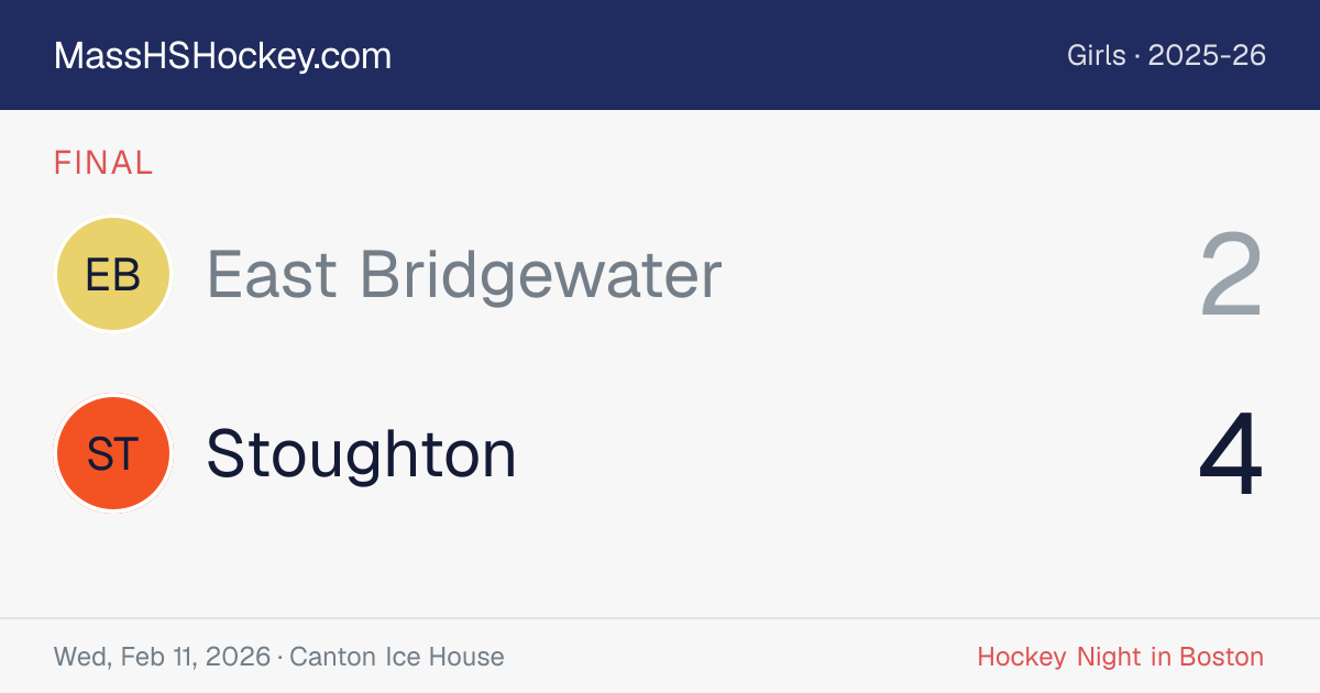 East Bridgewater at Stoughton score card