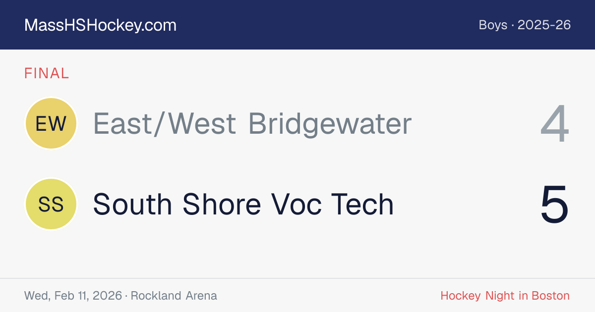 East/West Bridgewater at South Shore Voc Tech score card