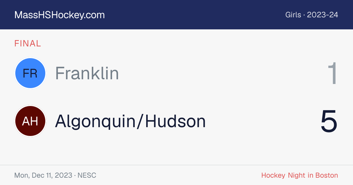 Franklin at Algonquin/Hudson score card
