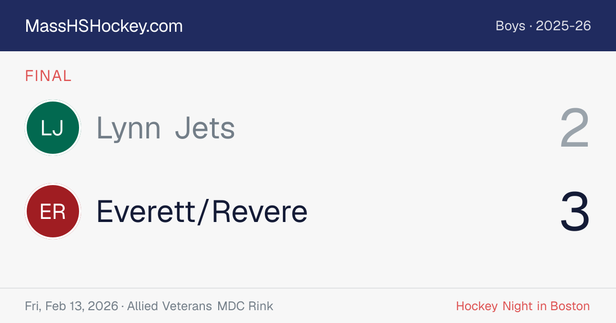 Lynn Jets at Everett/Revere score card