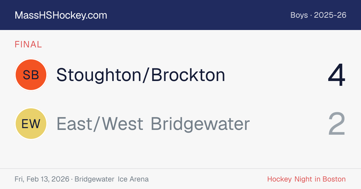 Stoughton/Brockton at East/West Bridgewater score card