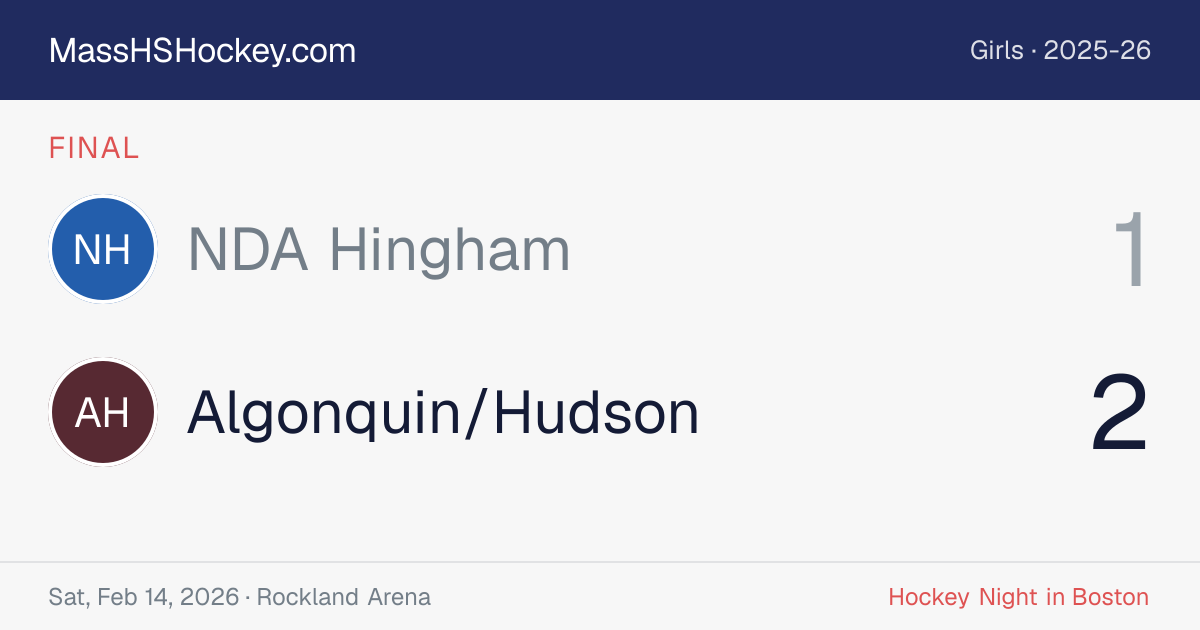 NDA Hingham at Algonquin/Hudson score card