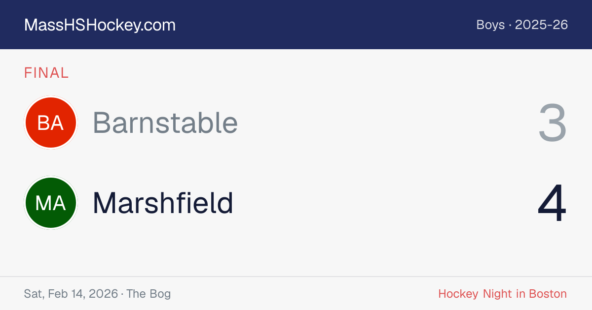 Barnstable at Marshfield score card