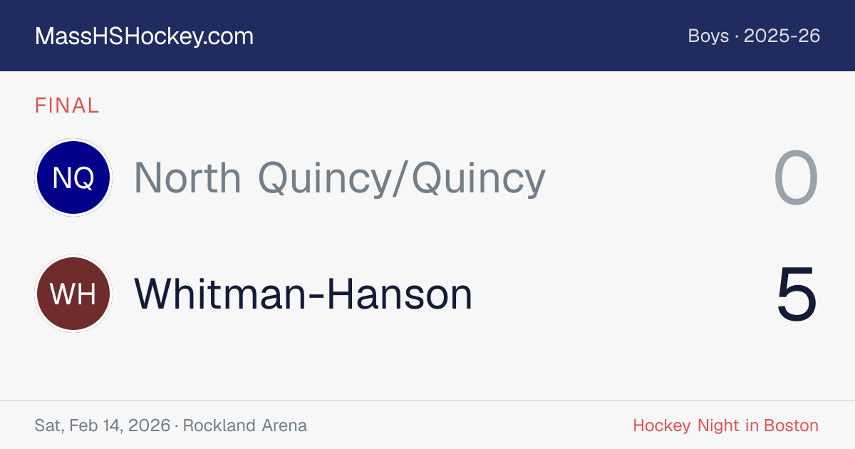 North Quincy/Quincy at Whitman-Hanson score card