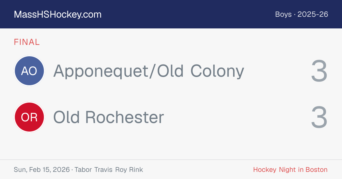 Apponequet/Old Colony at Old Rochester score card