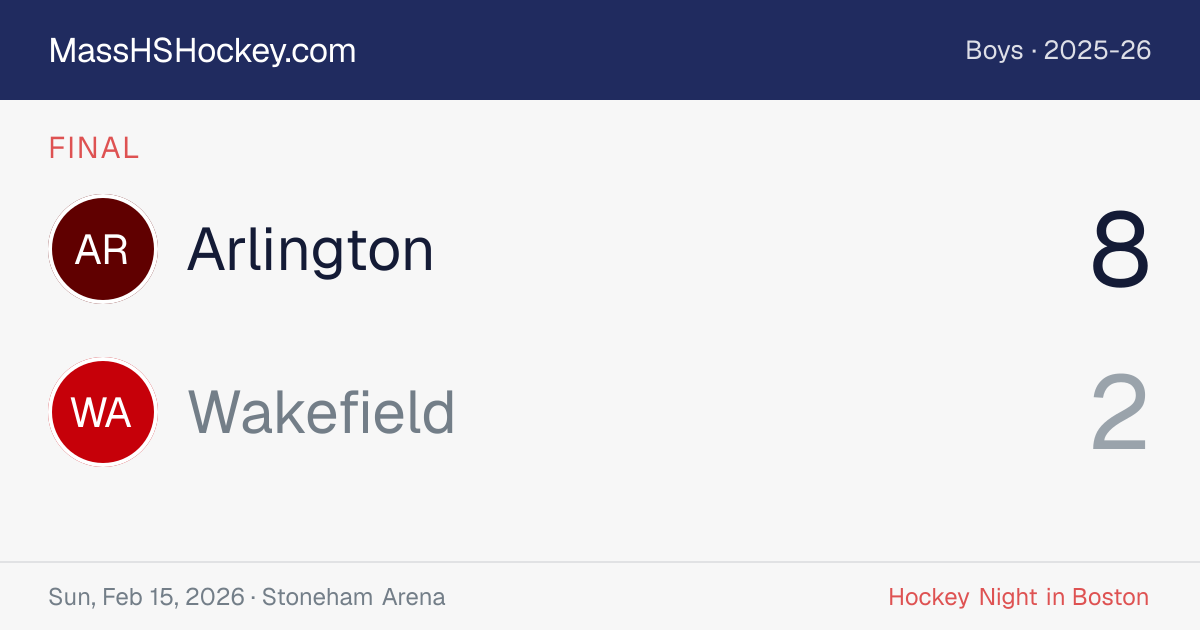 Arlington at Wakefield score card