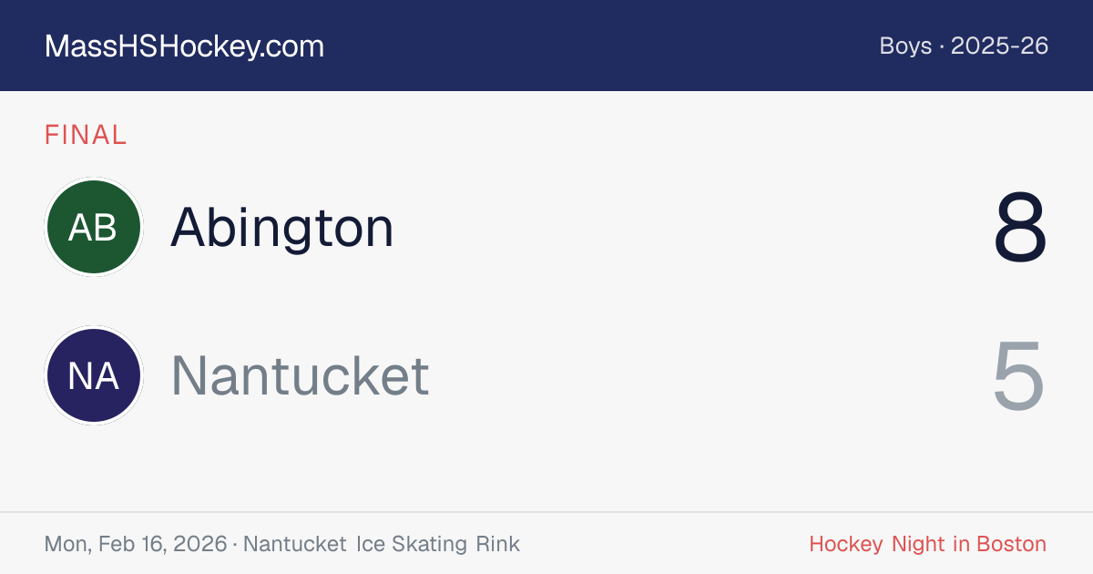 Abington at Nantucket score card