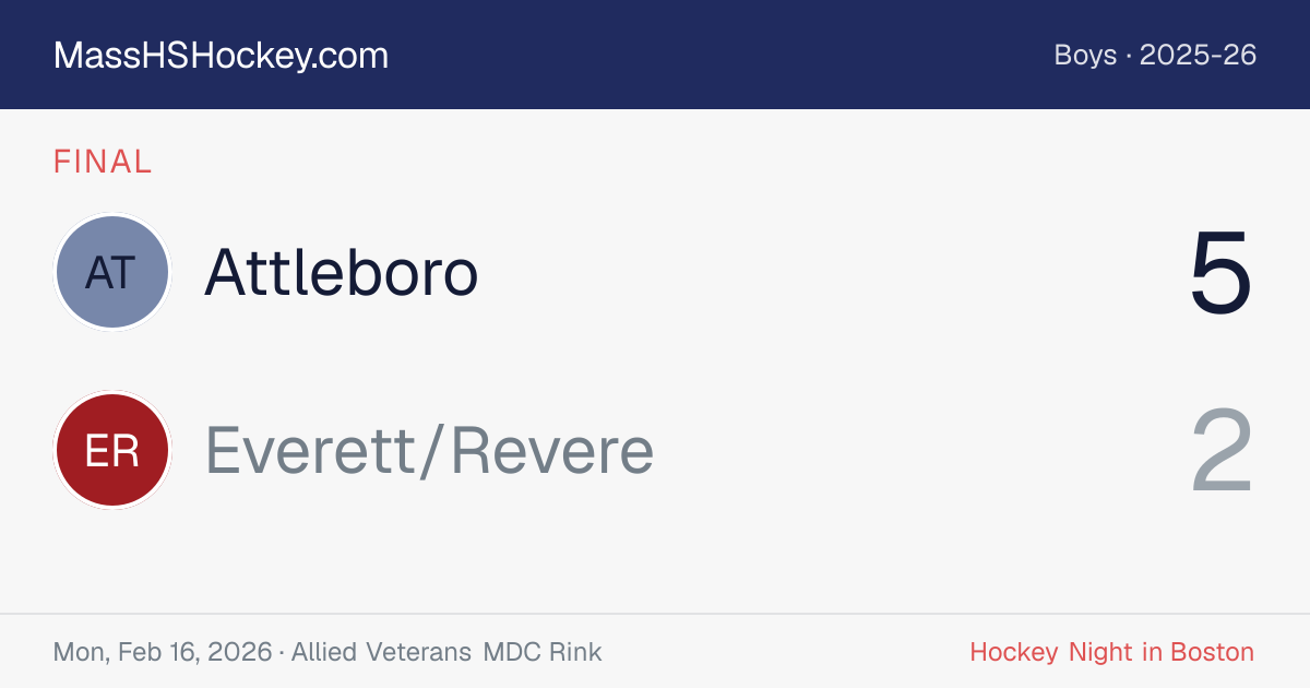 Attleboro at Everett/Revere score card