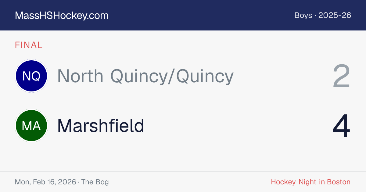 North Quincy/Quincy at Marshfield score card