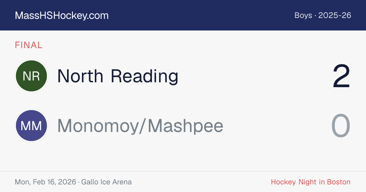 North Reading at Monomoy/Mashpee score card